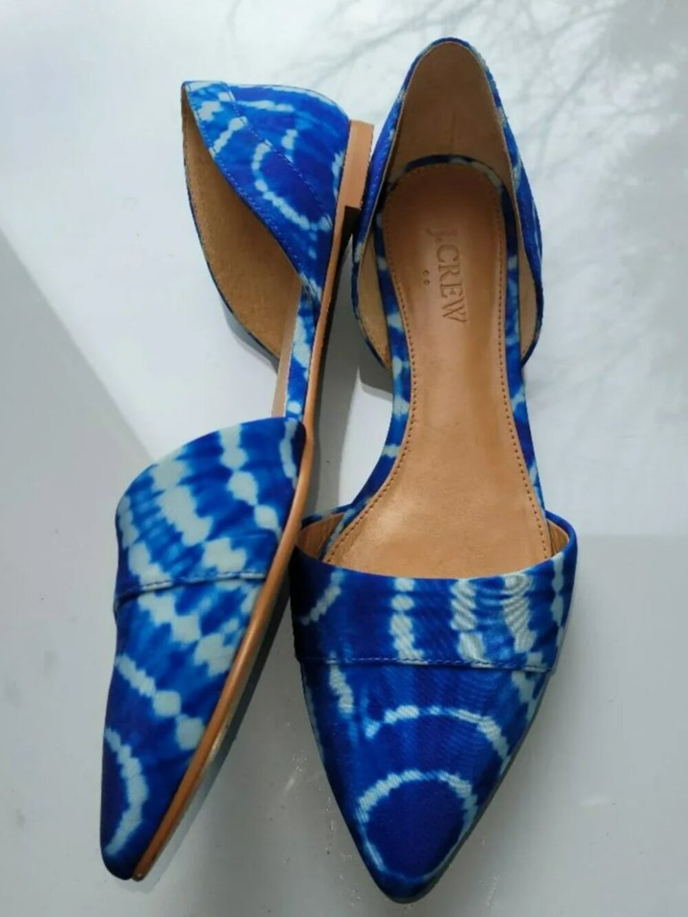 J.Crew Factory Blue and White d'Orsay Pointed-toe Flats Size 7.5
